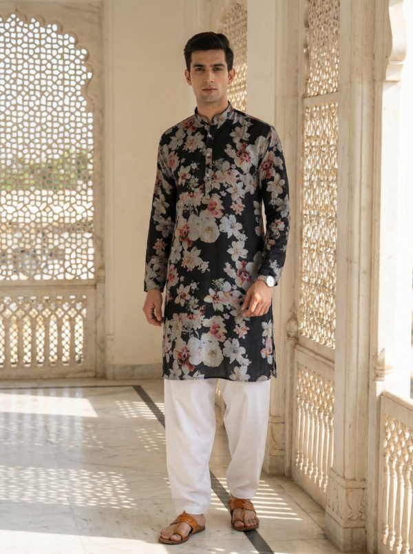 Midnight Blossom Printed Kurta