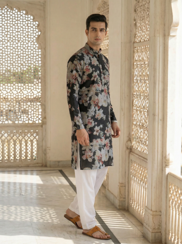 Midnight Blossom Printed Kurta