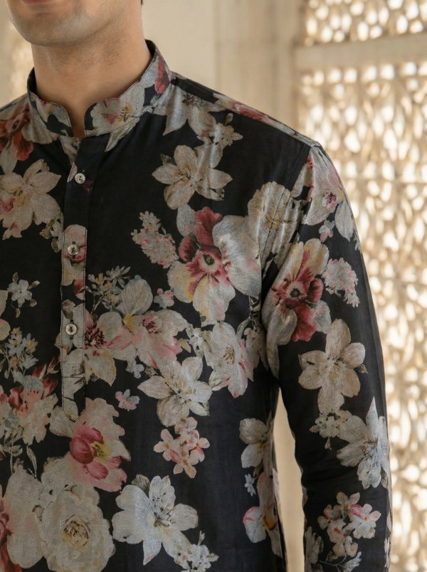 Midnight Blossom Printed Kurta