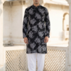 Noir Elegance Floral Kurta