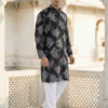 Noir Elegance Floral Kurta