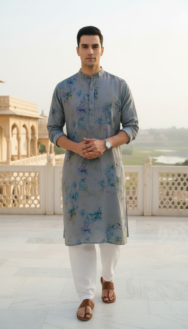 Aqua Mist Floral Kurta