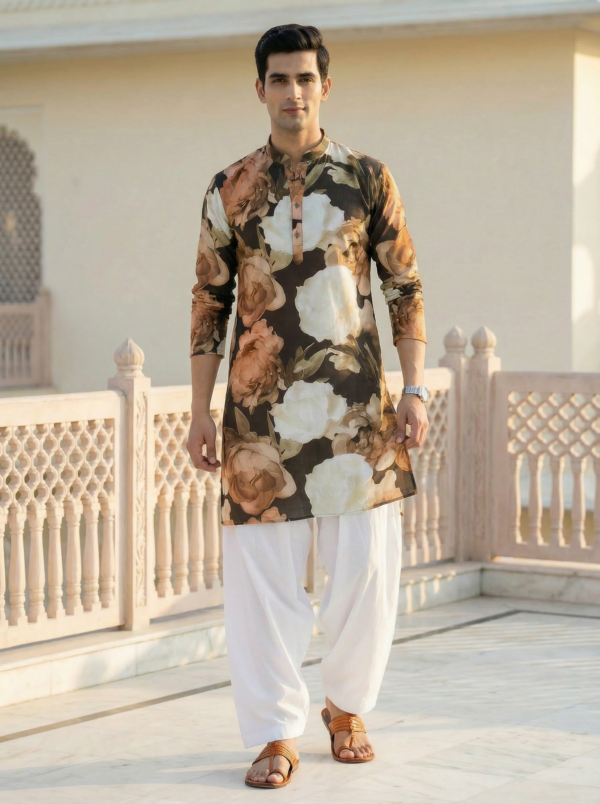 Midnight Bloom Floral Kurta