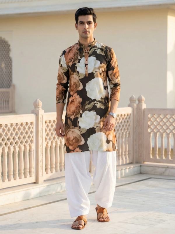 Midnight Bloom Floral Kurta